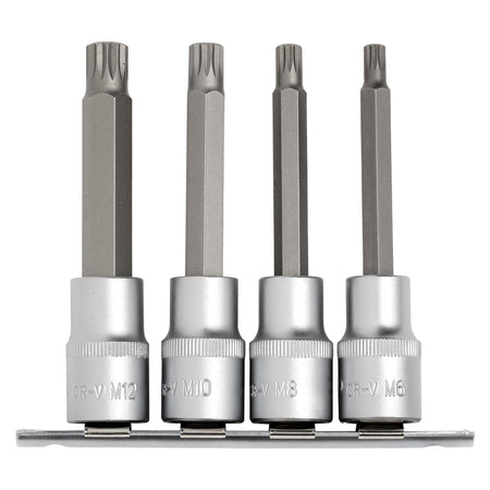 DRAPER 1/2" Sq. Dr. Spline Socket Bit Set (4 piece) : Model No. H-SPLINE/4/100