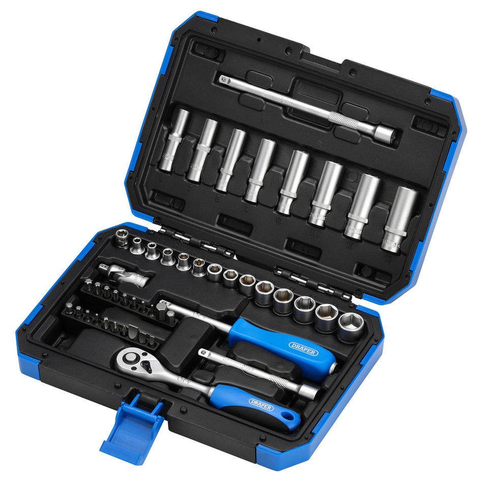DRAPER 1/4" Sq. Dr. Metric Socket Set (47 Piece) : Model No. BD47M