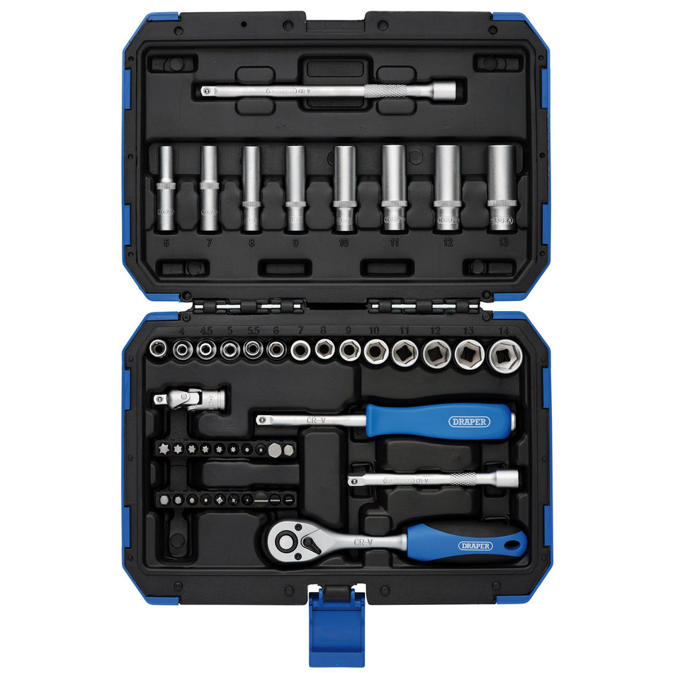DRAPER 1/4" Sq. Dr. Metric Socket Set (47 Piece) : Model No. BD47M