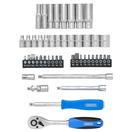 DRAPER 1/4" Sq. Dr. Metric Socket Set (47 Piece) : Model No. BD47M