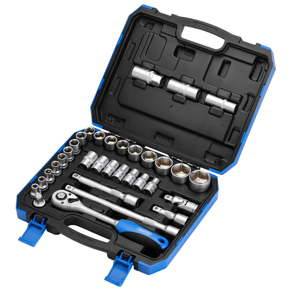 DRAPER 1/2" Sq. Dr. MM/AF Combined Socket Set (33 Piece) : Model No. HD33AM