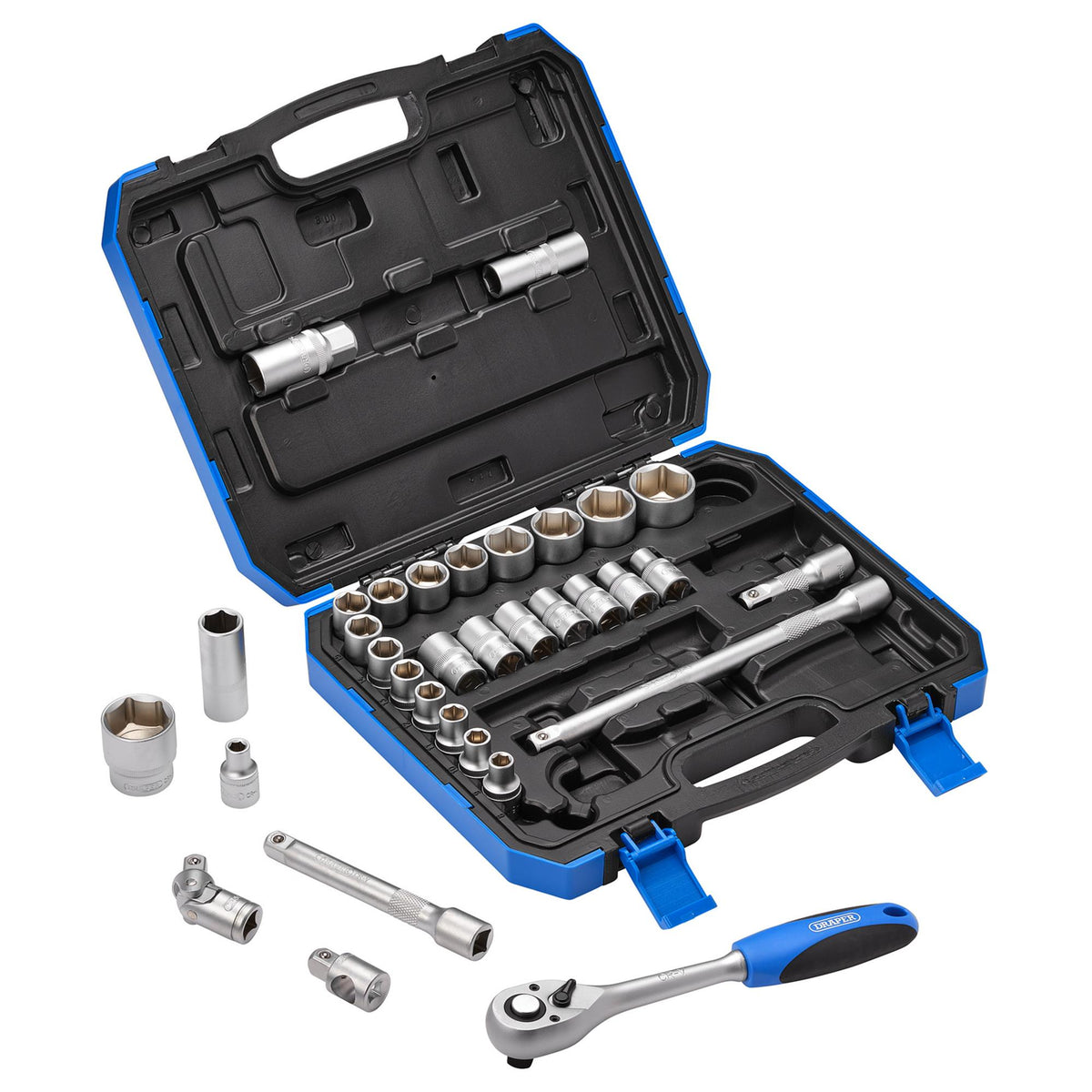 DRAPER 1/2" Sq. Dr. MM/AF Combined Socket Set (33 Piece) : Model No. HD33AM