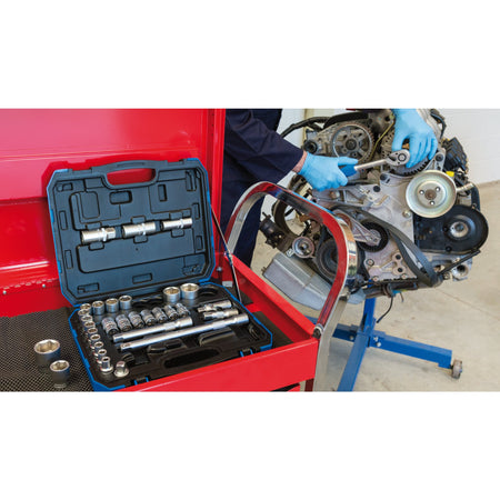 DRAPER 1/2" Sq. Dr. MM/AF Combined Socket Set (33 Piece) : Model No. HD33AM
