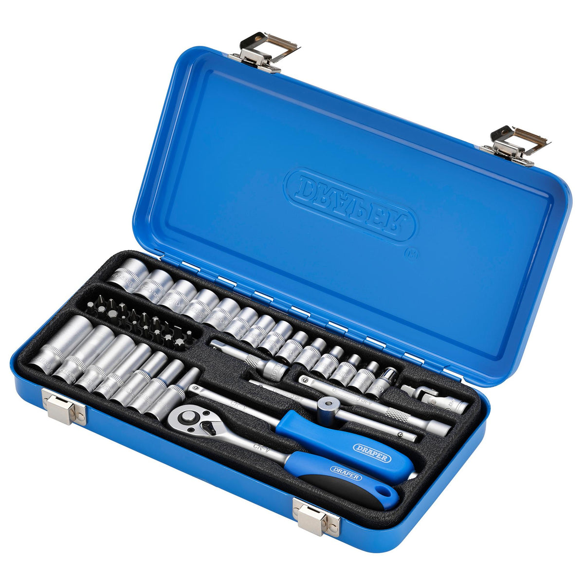 DRAPER 1/4" Sq. Dr. Metric Socket Set in Metal Case (45 piece) : Model No. BD45M/MT