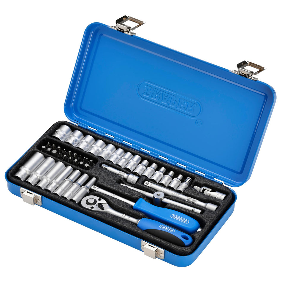 DRAPER 1/4" Sq. Dr. Metric Socket Set in Metal Case (45 piece) : Model No. BD45M/MT