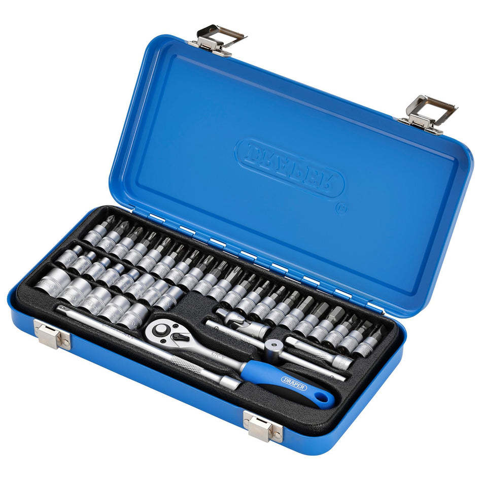 DRAPER 1/4" Sq. Dr. Metric Socket Set in Metal Case (38 piece) : Model No. BD38M/MT