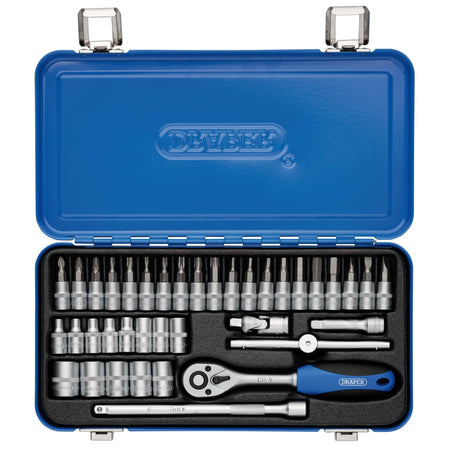 DRAPER 1/4" Sq. Dr. Metric Socket Set in Metal Case (38 piece) : Model No. BD38M/MT