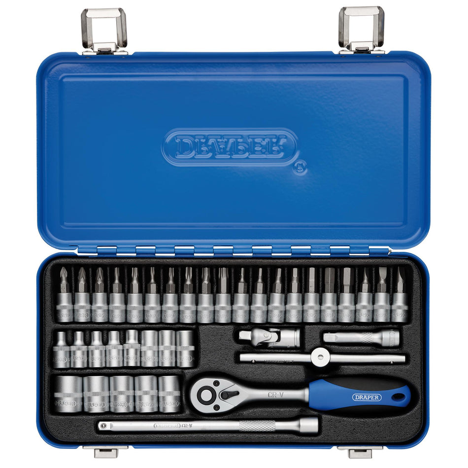 DRAPER 1/4" Sq. Dr. Metric Socket Set in Metal Case (38 piece) : Model No. BD38M/MT