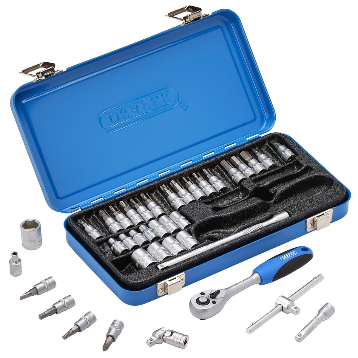 DRAPER 1/4" Sq. Dr. Metric Socket Set in Metal Case (38 piece) : Model No. BD38M/MT