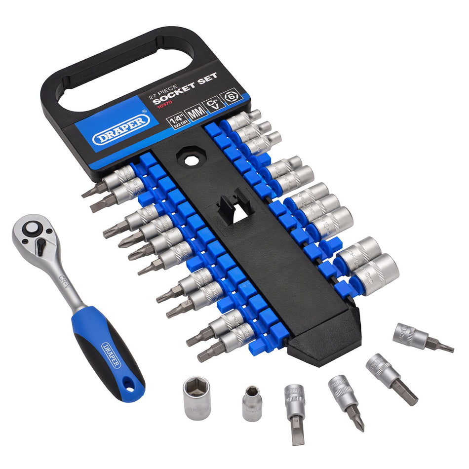 DRAPER 1/4" Sq. Dr. Metric Socket Set (27 Piece) : Model No. BD27M/PR