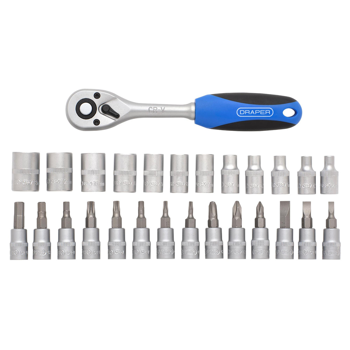 DRAPER 1/4" Sq. Dr. Metric Socket Set (27 Piece) : Model No. BD27M/PR
