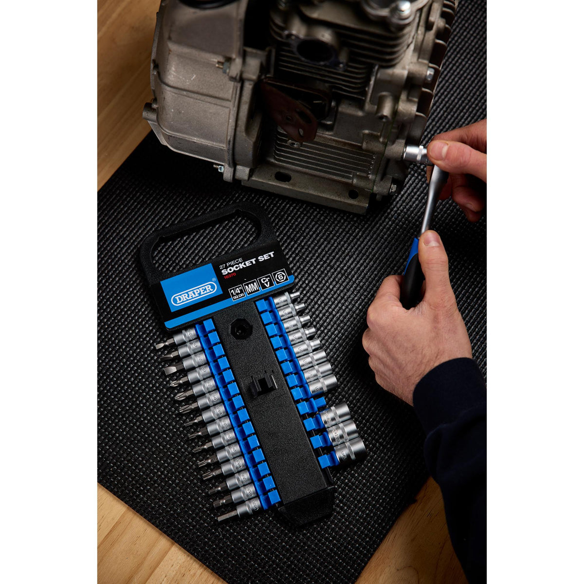 DRAPER 1/4" Sq. Dr. Metric Socket Set (27 Piece) : Model No. BD27M/PR