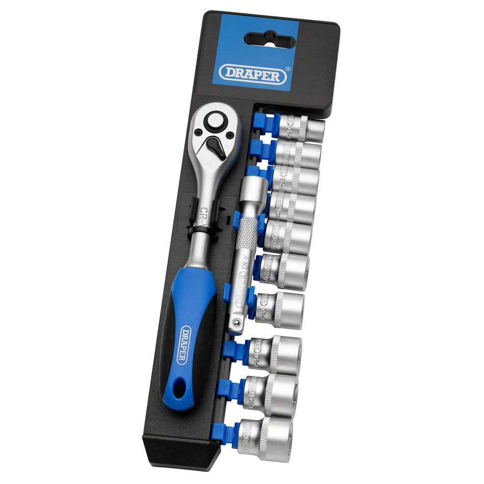 DRAPER 3/8" Sq. Dr. Metric Socket and Ratchet Set (12 piece) : Model No. DD12M/PR