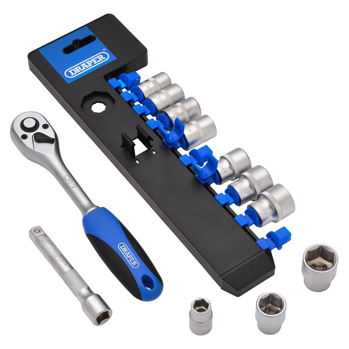 DRAPER 3/8" Sq. Dr. Metric Socket and Ratchet Set (12 piece) : Model No. DD12M/PR