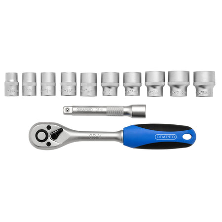 DRAPER 3/8" Sq. Dr. Metric Socket and Ratchet Set (12 piece) : Model No. DD12M/PR