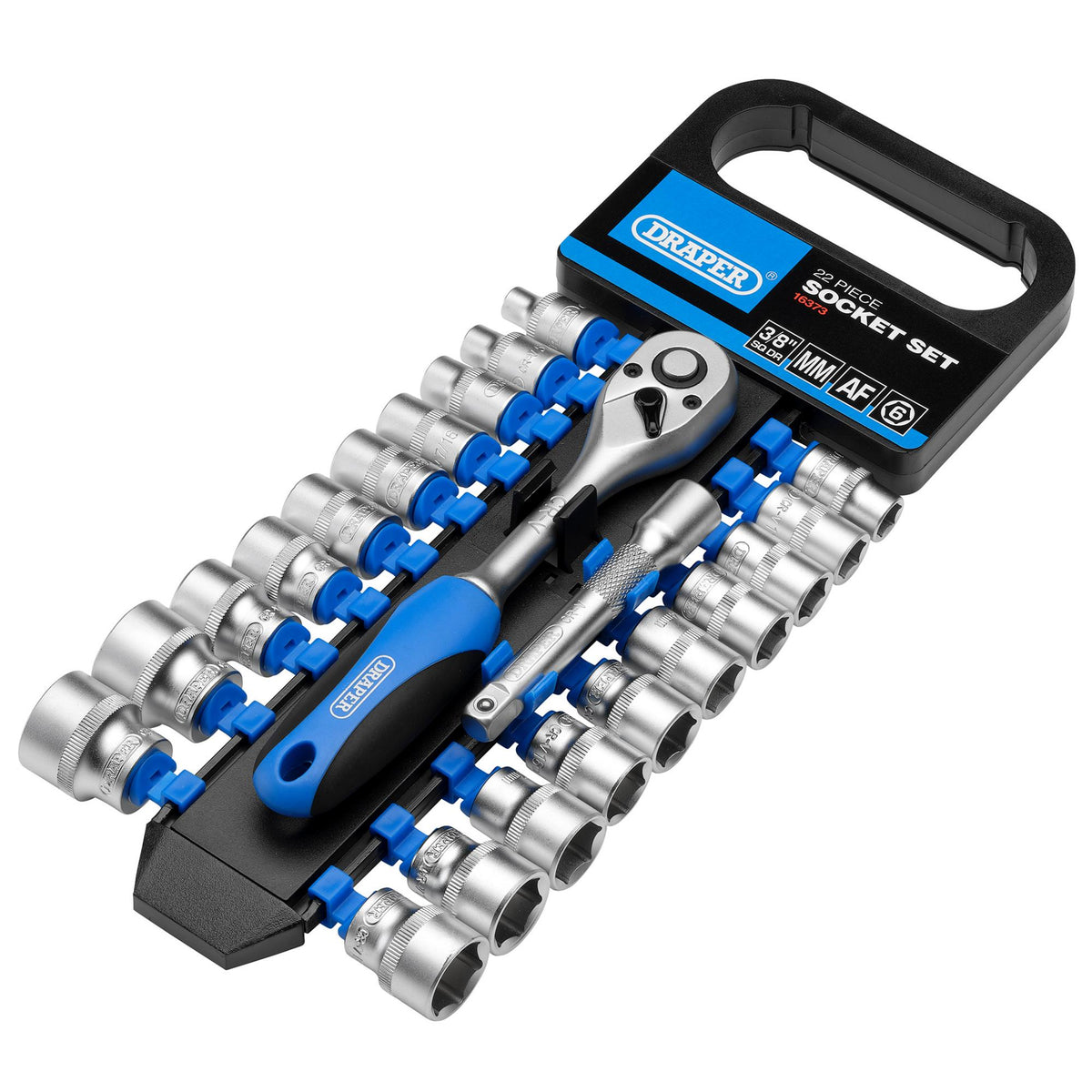 DRAPER 3/8" Sq. Dr. Combined MM/AF Socket and Ratchet Set (22 piece) : Model No. DD22AM/PR
