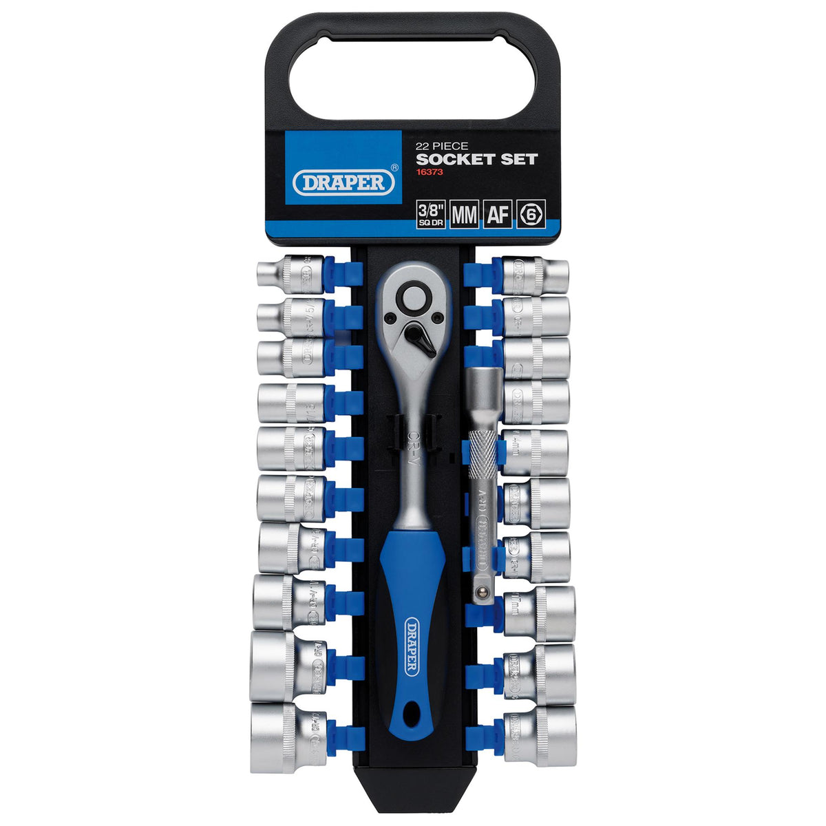 DRAPER 3/8" Sq. Dr. Combined MM/AF Socket and Ratchet Set (22 piece) : Model No. DD22AM/PR