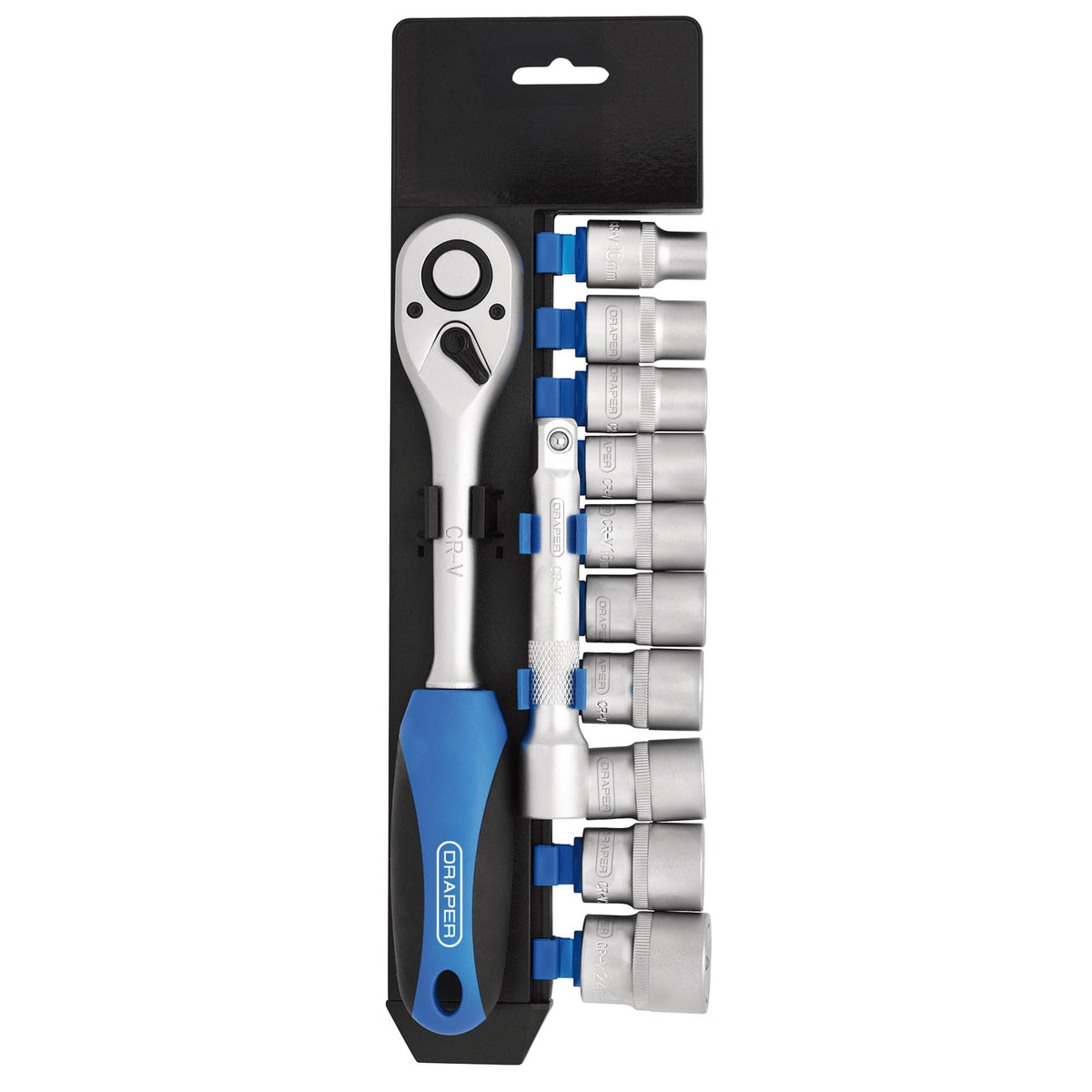 DRAPER 1/2" Sq. Dr. Metric Socket and Ratchet Set (12 Piece) : Model No. HD12M/PR