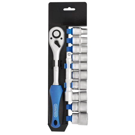 DRAPER 1/2" Sq. Dr. Metric Socket and Ratchet Set (12 Piece) : Model No. HD12M/PR