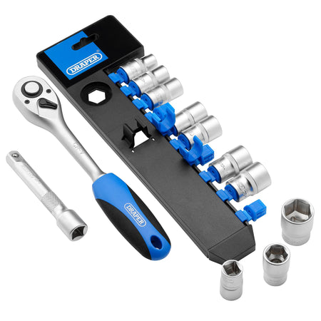 DRAPER 1/2" Sq. Dr. Metric Socket and Ratchet Set (12 Piece) : Model No. HD12M/PR