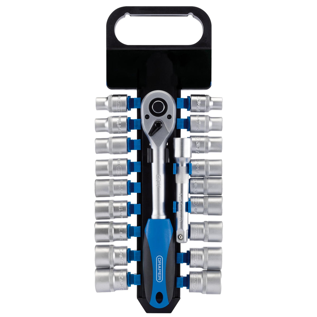 DRAPER 1/2" Sq. Dr. Combined MM/AF Socket and Ratchet Set (20 piece) : Model No. HD20AM/PR