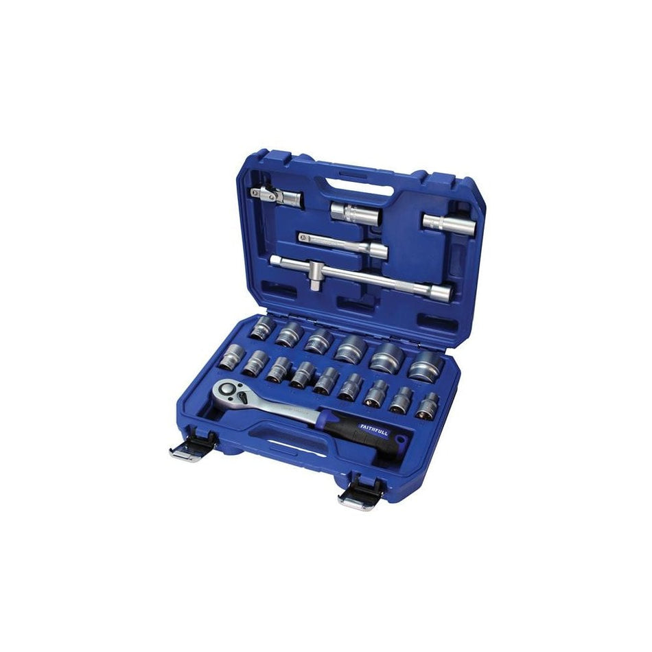 Faithfull Socket Set of 22 Metric 1/2in Drive