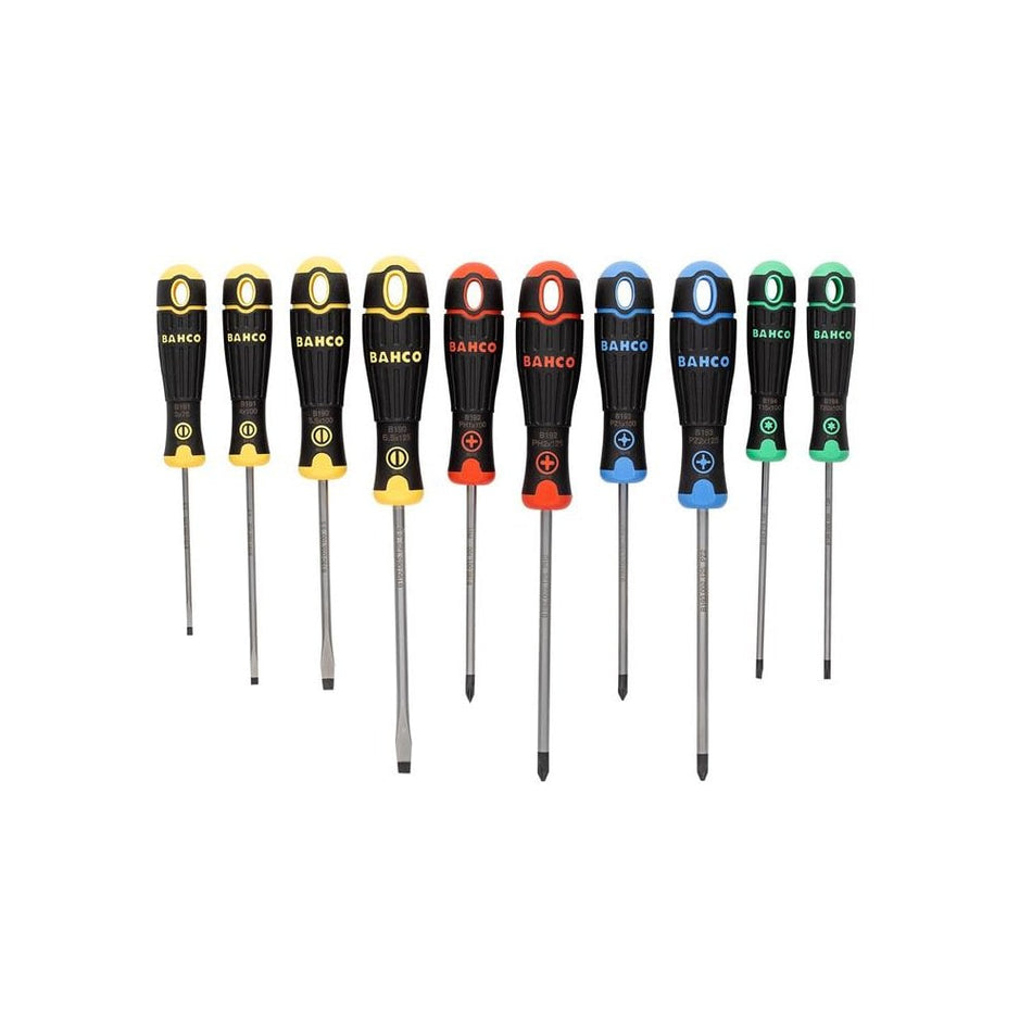 Bahco BahcoFit Coloured Handle Screwdriver Set, 10 Piece