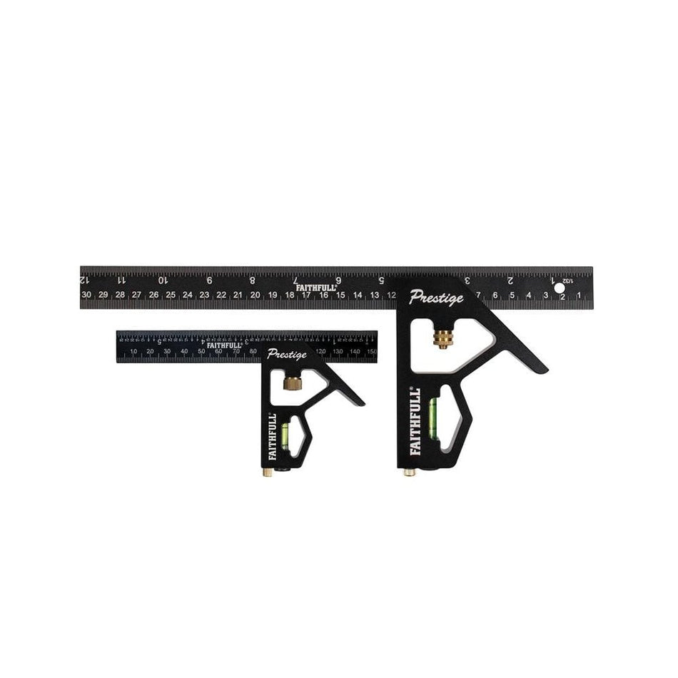 Faithfull Prestige Combination Square Twin Pack 150mm (6in) & 300mm (12in)