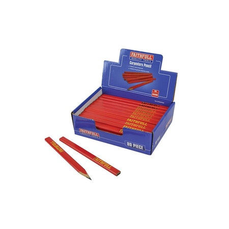 Faithfull Carpenter's Pencils - Red / Medium (Display 80)