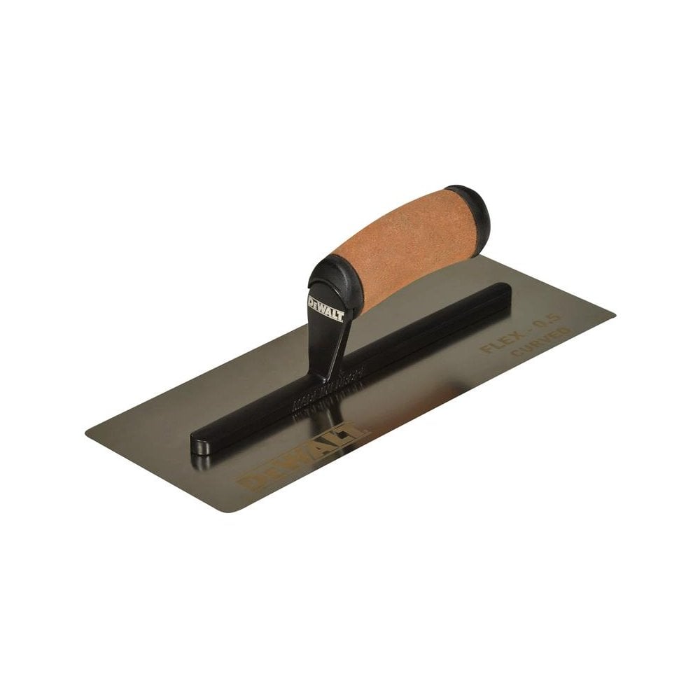 DEWALT Drywall 0.5mm FLEX Stainless Steel Curved Trowel, Leather Handle 12in
