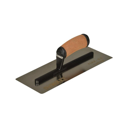 DEWALT Drywall 0.5mm FLEX Stainless Steel Curved Trowel, Leather Handle 12in
