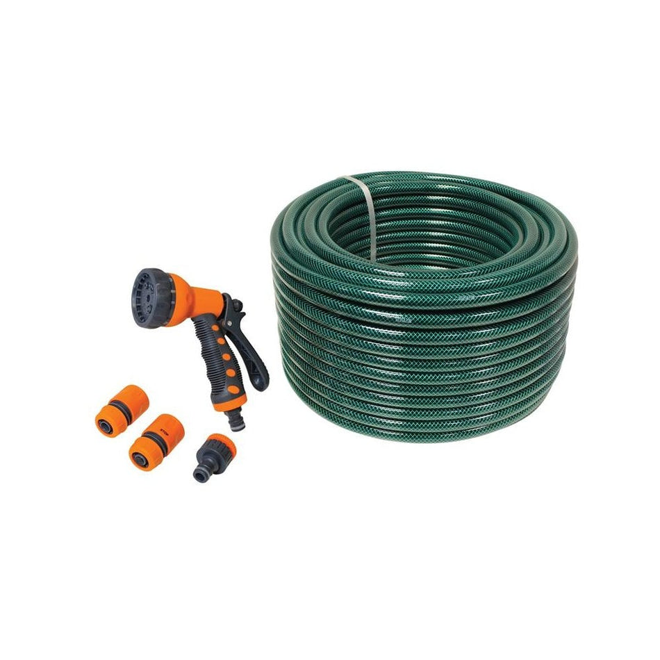 Faithfull Hose 50m with Fittings & Spray Gun