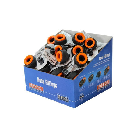 Faithfull Plastic Tap Hose Connector 1/2 & 3/4in (Box 30)