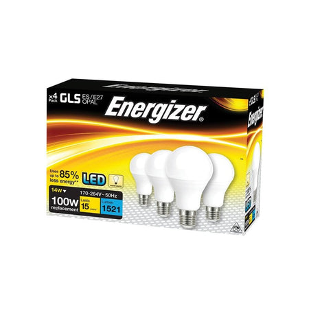 EnergizerÂ© LED ES (E27) Opal GLS Non-Dimmable Bulb, Warm White 1521 lm 13.2W (Pack 4)