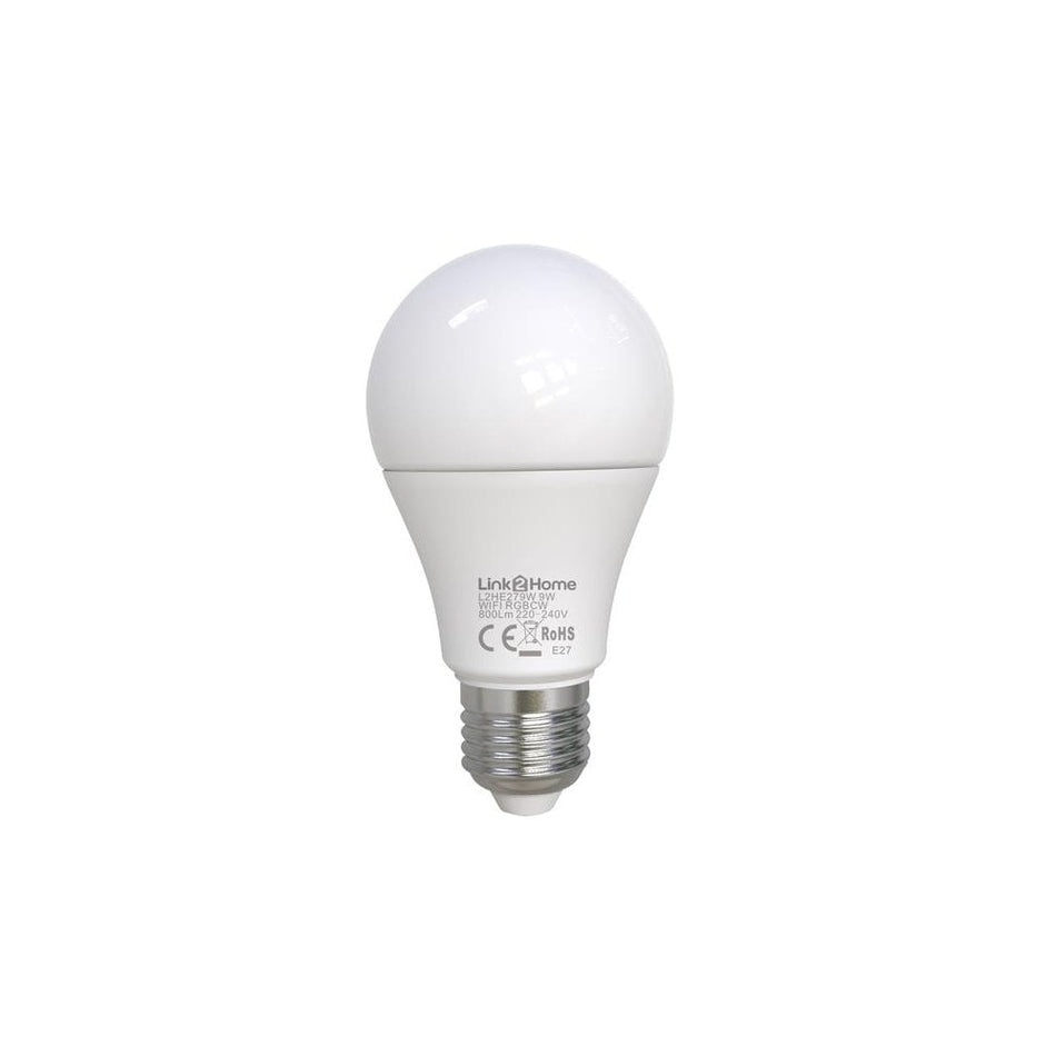 Link2Home Wi-Fi LED ES (E27) Opal GLS Dimmable Bulb, White + RGB 800 lm 9W