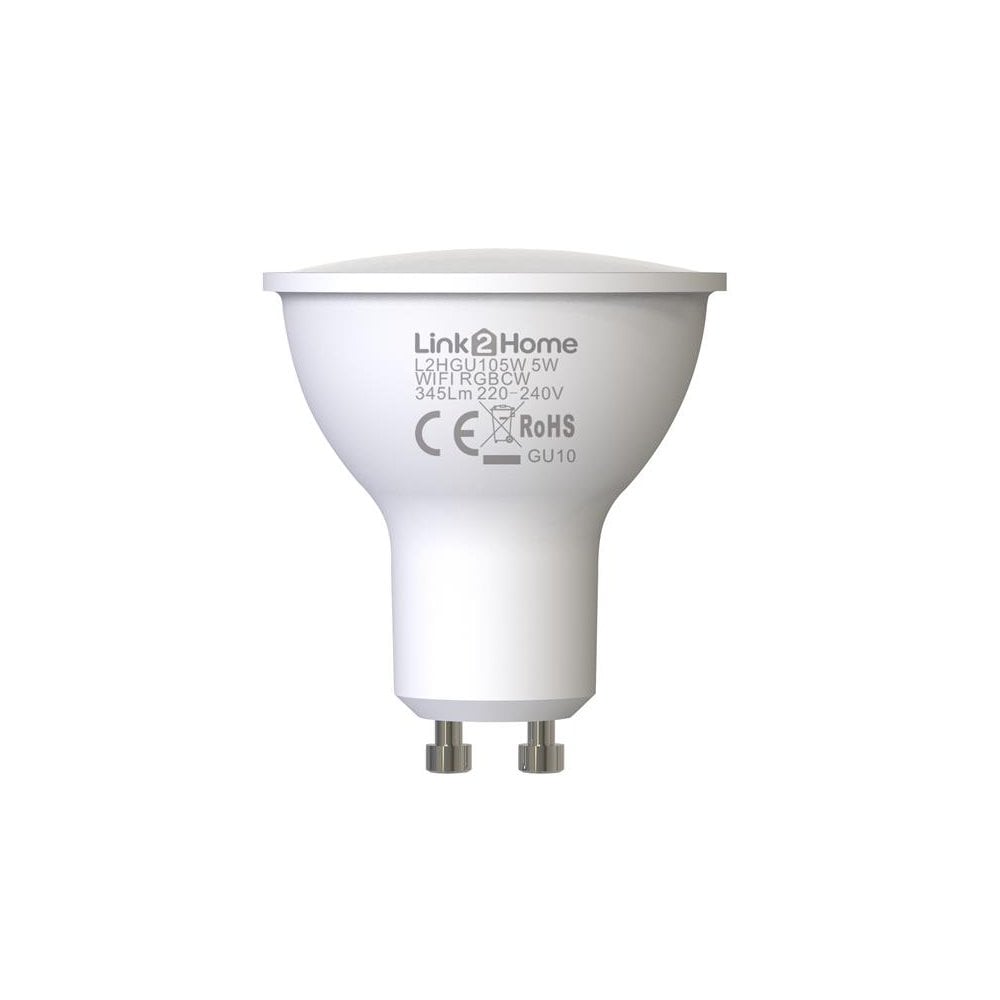 Link2Home Wi-Fi LED GU10 Dimmable Bulb, White + RGB 345 lm 5W
