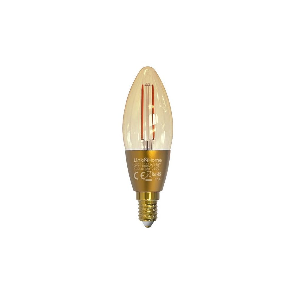 Link2Home Wi-Fi LED SES (E14) Candle Filament Dimmable Bulb, White 400 lm 4.5W
