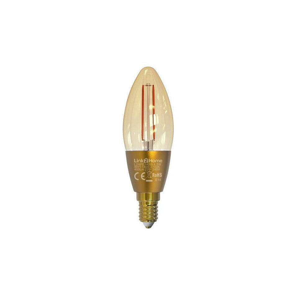 Link2Home Wi-Fi LED SES (E14) Candle Filament Dimmable Bulb, White 400 lm 4.5W