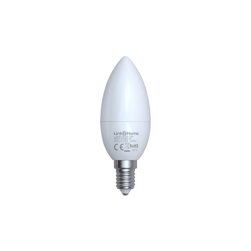 Link2Home Wi-Fi LED SES (E14) Opal Candle Dimmable Bulb, White + RGB 400 lm 5W