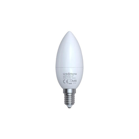 Link2Home Wi-Fi LED SES (E14) Opal Candle Dimmable Bulb, White + RGB 400 lm 5W
