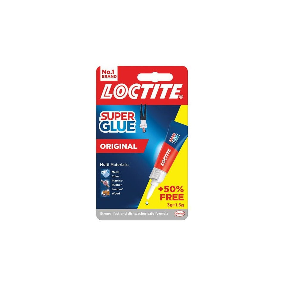 Loctite Super Glue Liquid, Tube 3g + 50% Free