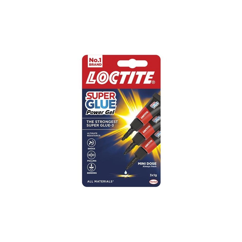 Loctite Super Glue-3 Power Gel, Tube 3 x 1g