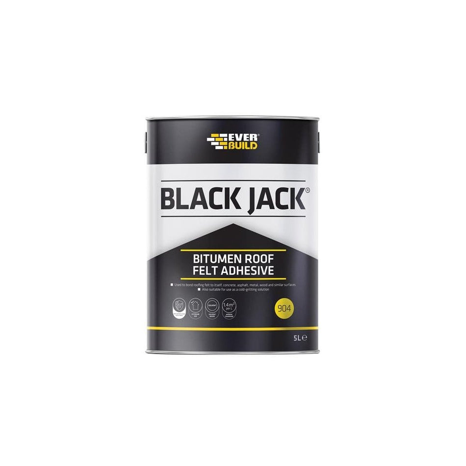 Everbuild Black JackÂ© 904 Bitumen Roof Felt Adhesive 5 litre