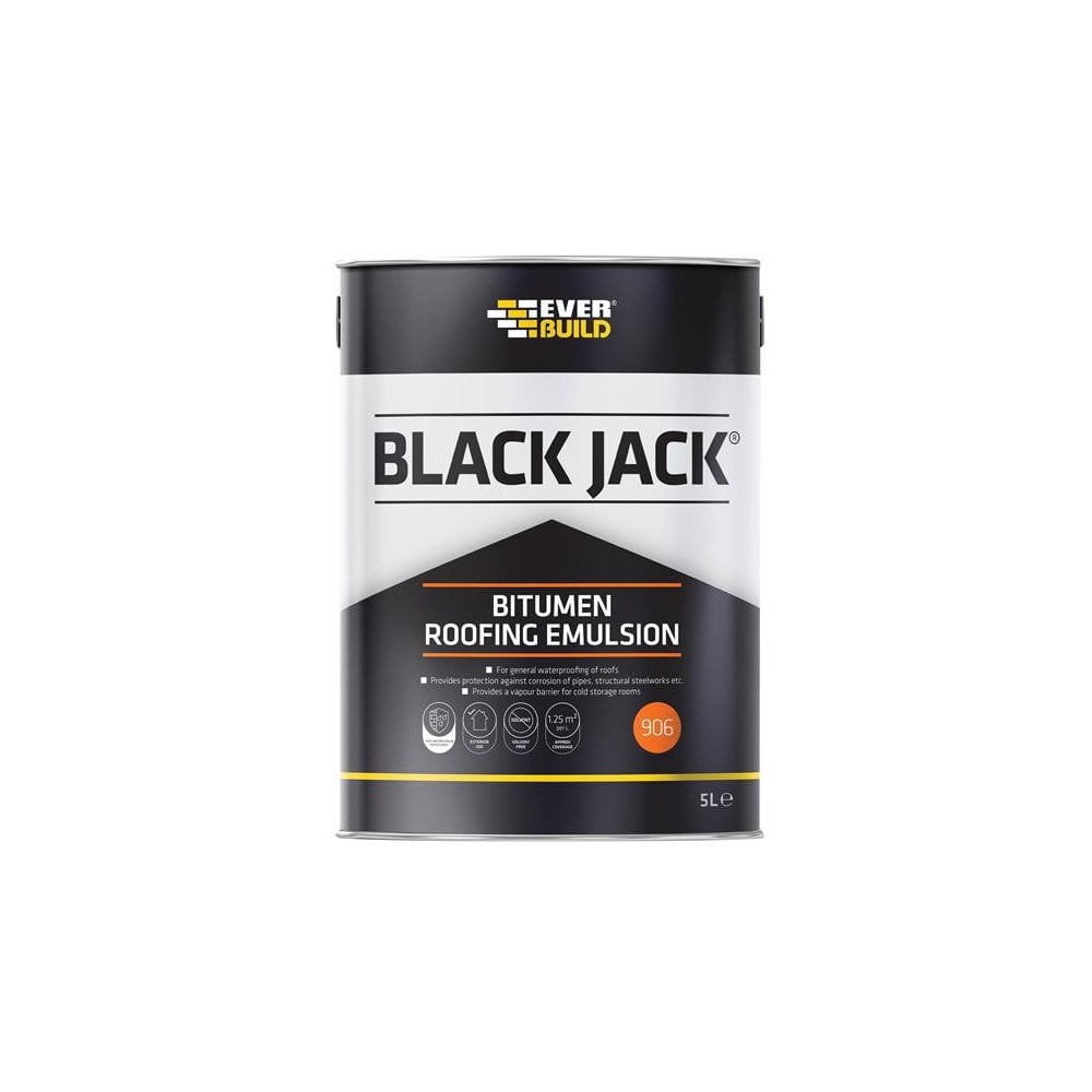 Everbuild Black JackÂ© 906 Bitumen Roofing Emulsion 5 litre