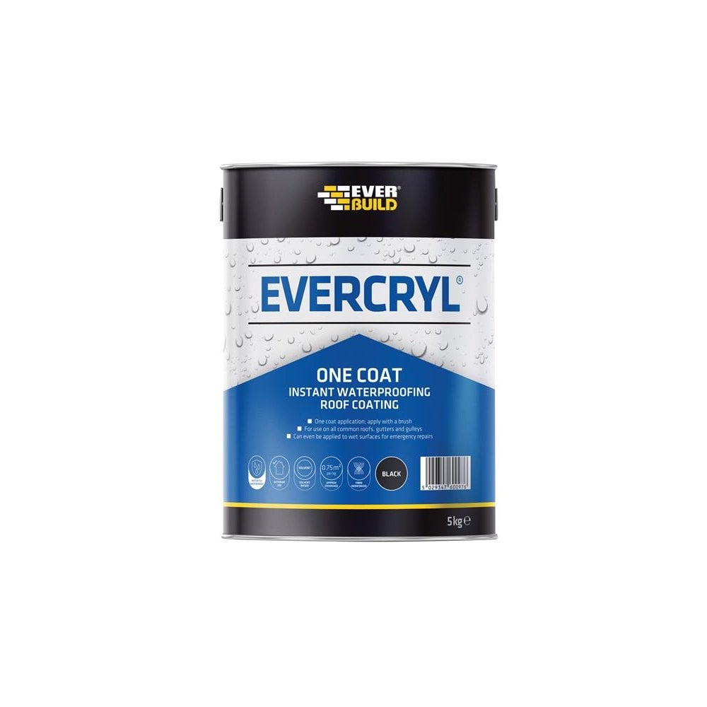 Everbuild EVERCRYLÂ© One Coat Black 5kg