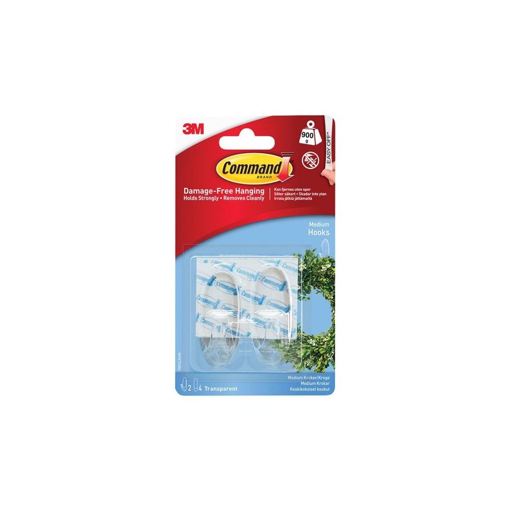 Command? Clear Hooks with Clear Strips, Medium (Pack 2)