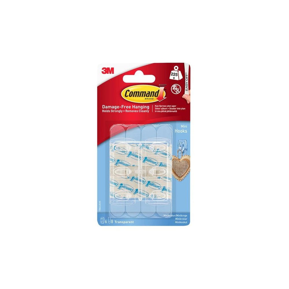 Command? Clear Mini Hooks (Pack 6)