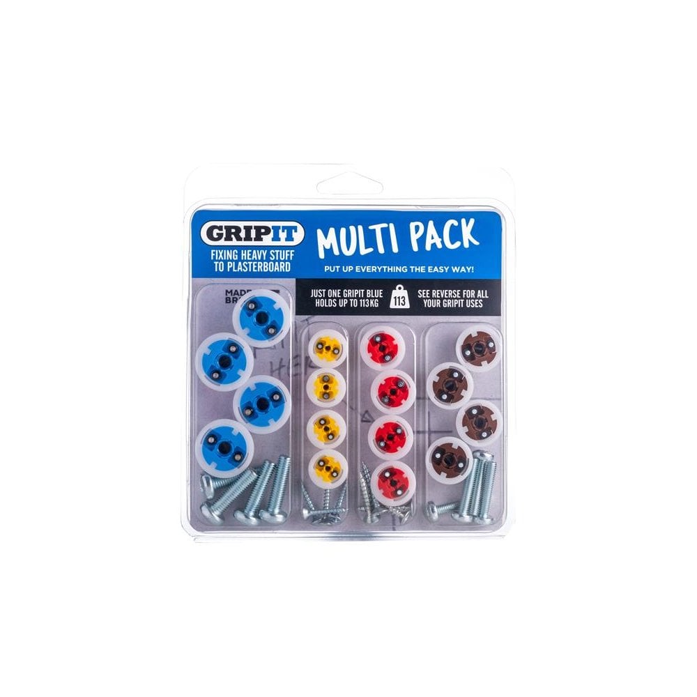 Gripit Plasterboard Fixings Multi Pack,16 Piece, Clam Pack