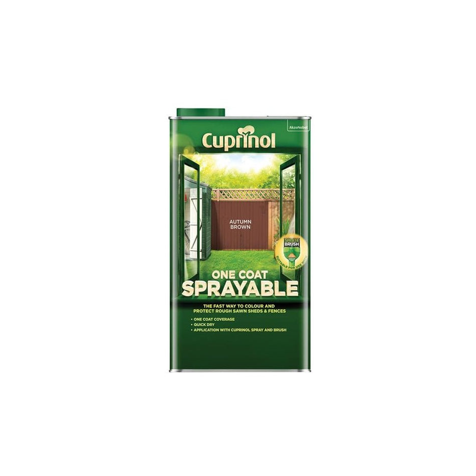 Cuprinol One Coat Sprayable Fence Treatment Autumn Brown 5 litre