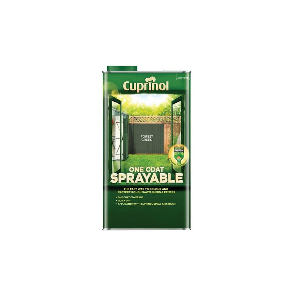 Cuprinol One Coat Sprayable Fence Treatment Forest Green 5 litre